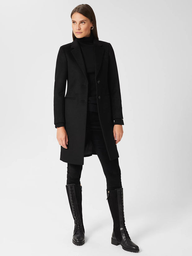 Longline Wool Black Coat