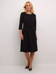 Deep Black Knee Length Fit And Flare Dress